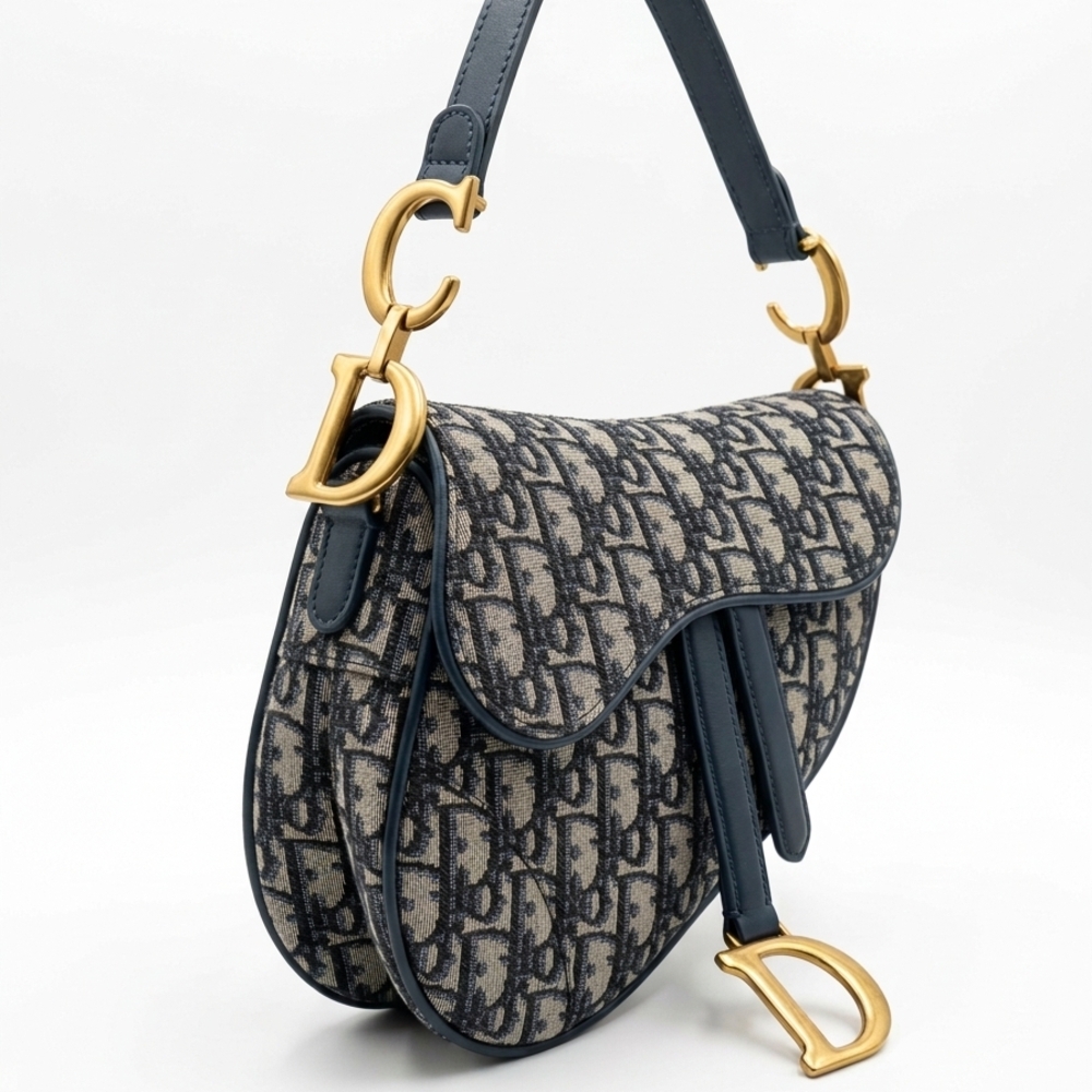 Dior Navy and Gold Shoulder Bag